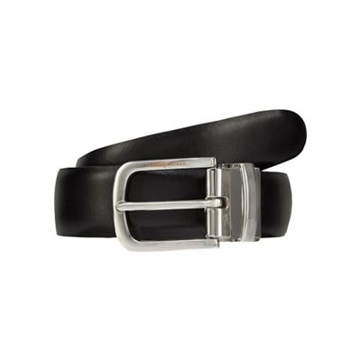 Black leather reversible belt